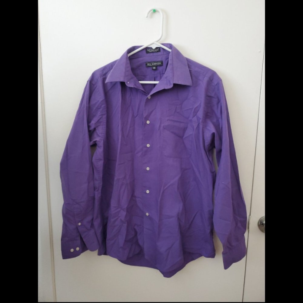 Bill Robinson Mens Purple Dress Shirt 16-16 1/2 LARGE